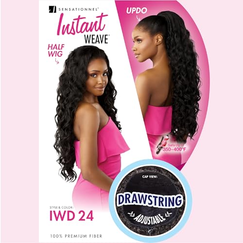 Sensationnel Instant Weave Half Wig 24 Inch - 1B OFFBLACK, Synthetic High Heat Fiber