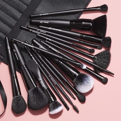 e.l.f. 17-Piece Makeup Brush Set with Travel Roll - Vegan & Cruelty-Free