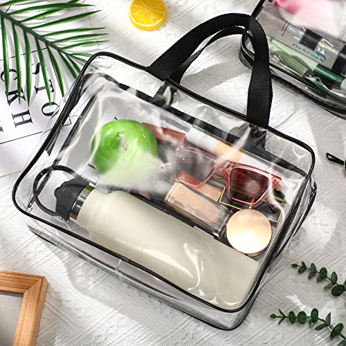 Saintrygo 15 Pcs Clear Makeup Bags Toiletry Bag with Zipper Handle PVC Waterproof Cosmetic Bags Set Transparent Travel Pouch Clear Makeup Organizer for Travel Airport Business, 3 Sizes
