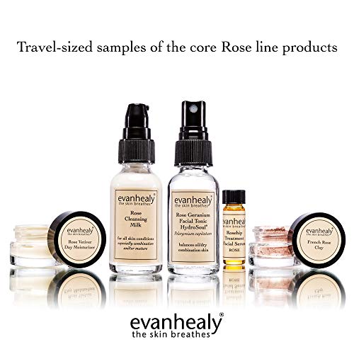 Balancing Rose Skin Care Set with Facial Mask & Cleanser - 5 Piece Travel Kit for Combination Skin