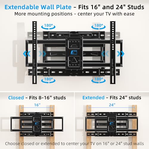 HOME VISION Full-Motion TV Wall Mount for 37-90 Inch TVs, Fits 24" Studs, Model 6603