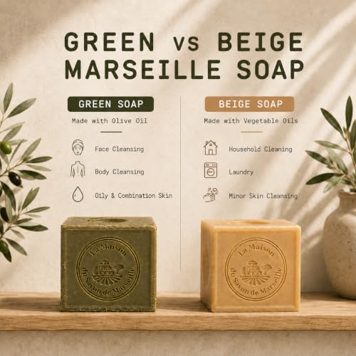 Olive Oil Soap Cube - French Marseille Soap 3.5 oz Pack of 3 - Minimalist Fragrance-Free