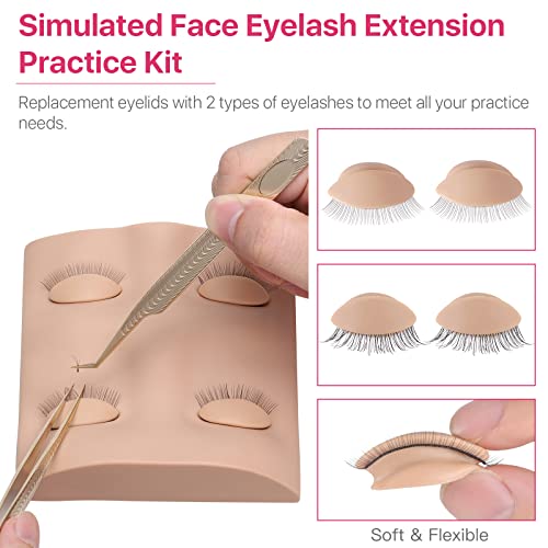 Eyelash Extension Practice Kit with Silicone Mannequin Head & Tools - Lash Training Set