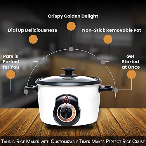 Pars 5 Cup Automatic Persian Rice Cooker with Tahdig, Non-Stick Pot