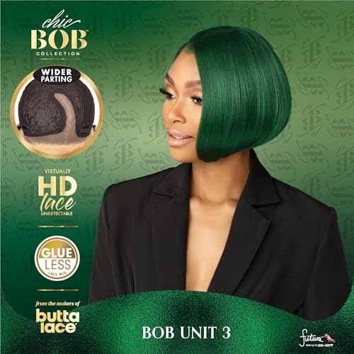 Sensationnel Chic Bob Lace Front Wig - Synthetic, Pre-Plucked, SAPPHIRE GREEN