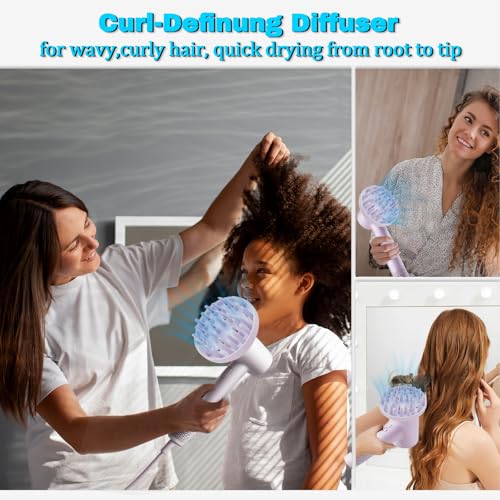 360° Rotating Diffuser Attachment for Laifen SE Lite Hair Dryer - Purple, Diffuser Nozzle