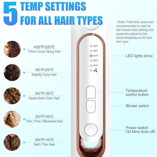 360° Airflow Hair Styler 2-in-1 Ceramic Curling Iron & Straightener