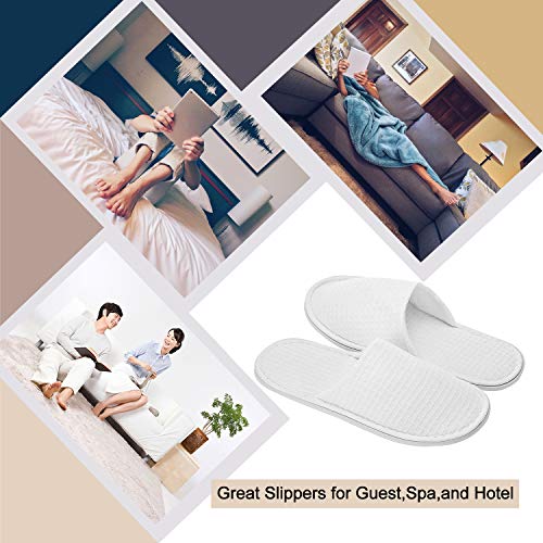 Medium White Spa Slippers - 10 Pairs Closed Toe Indoor Footwear for Men & Women Variation of THIS listing