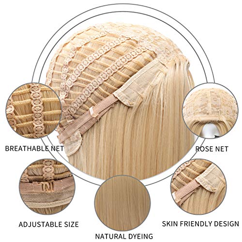 Blonde Synthetic Wig for Women, Straight Long Hair with Middle Part - Heat Resistant 14 Inch, Fashionable & Natural Looking - Variation: Blond