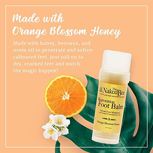 The Naked Bee Restoration Foot Balm 2oz Orange Blossom Honey + Orange Blossom Honey Halve Salve 2oz