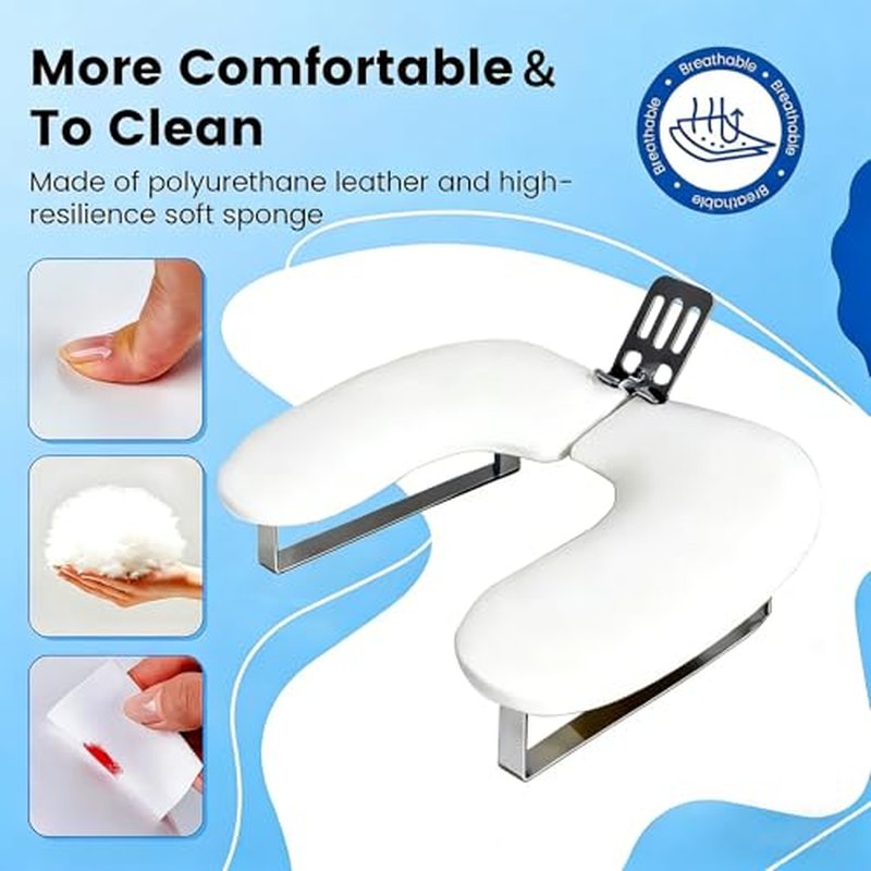 Arm Rest for Nails,U-shaped Manicure Nail Hand with phone holder Rest Pillow Cushion,Foldable PU Leather Nail Tech Arm Rest for Nails Tech,Foot Hand Rest (Beige)