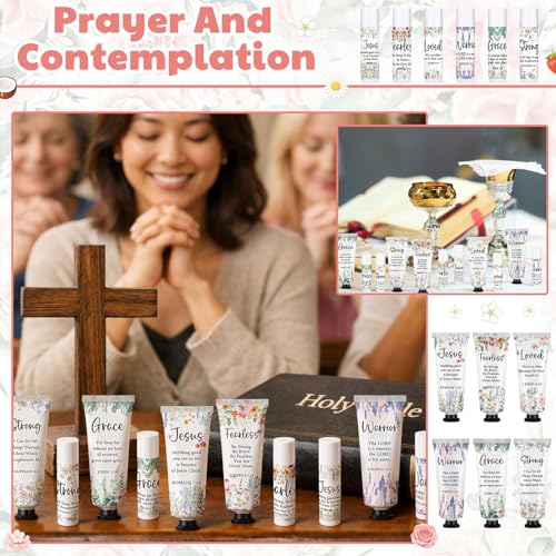 Loopeer 24-Piece Christmas Bible-Themed Hand Cream & Lip Balm Set for Women