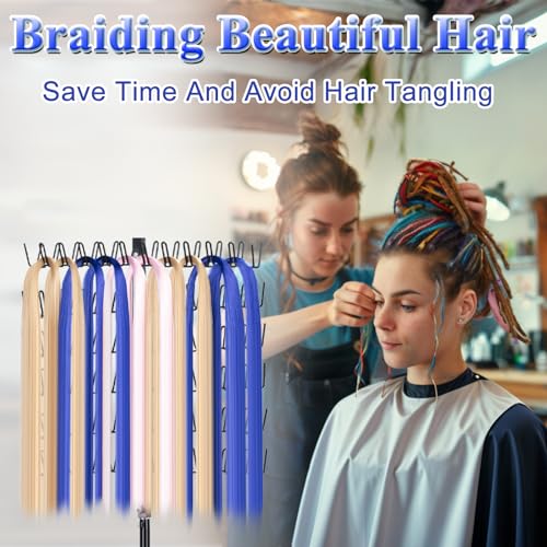 Adjustable Hair Braiding Rack with 120 Pegs, Metal Standing Organizer for Salons & Home