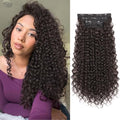 Black Brown 20 Inch Curly Clip-In Hair Extensions - 4 Pieces