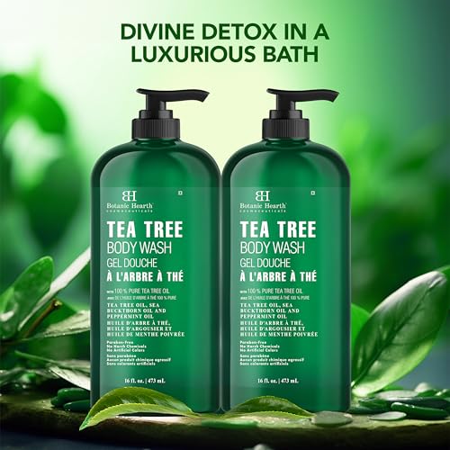 Botanic Hearth Tea Tree Body Wash & Shower Gel Pack of 2 - 16 Fl Oz Each - Refreshing & Gentle for Daily Use