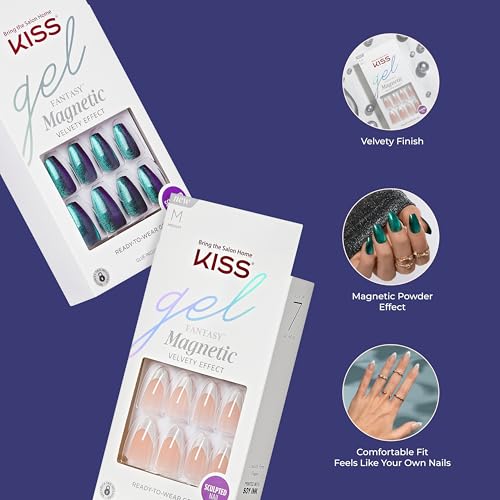KISS Gel Fantasy, Press On Nails, Nail glue included, 'Dial Me', Gray, Short Size, Oval Shape, Includes 28 Nails, 2g glue, 1 Manicure Stick, 1 Mini File