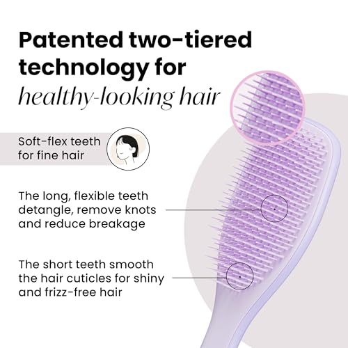 Tangle Teezer | The Fine & Fragile Wet Detangler Hairbrush | Soft Flex Teeth for Less Breakage | Ideal for Thinning Hair, Color-Treated & Sensitive Scalps | Comfort Handle | Hypnotic Heather