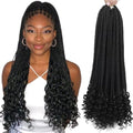7 Packs Crochet Box Braids Hair with Curly Ends - 18 Inch, 1B Variation of THIS listing