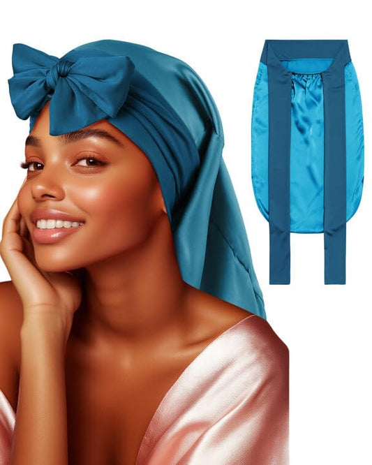 100% Mulberry Silk Bonnet for Sleeping Women Braid Bonnet for Long Hair with Elastic Tie Band Hair Wrap for Braids Curly Hair