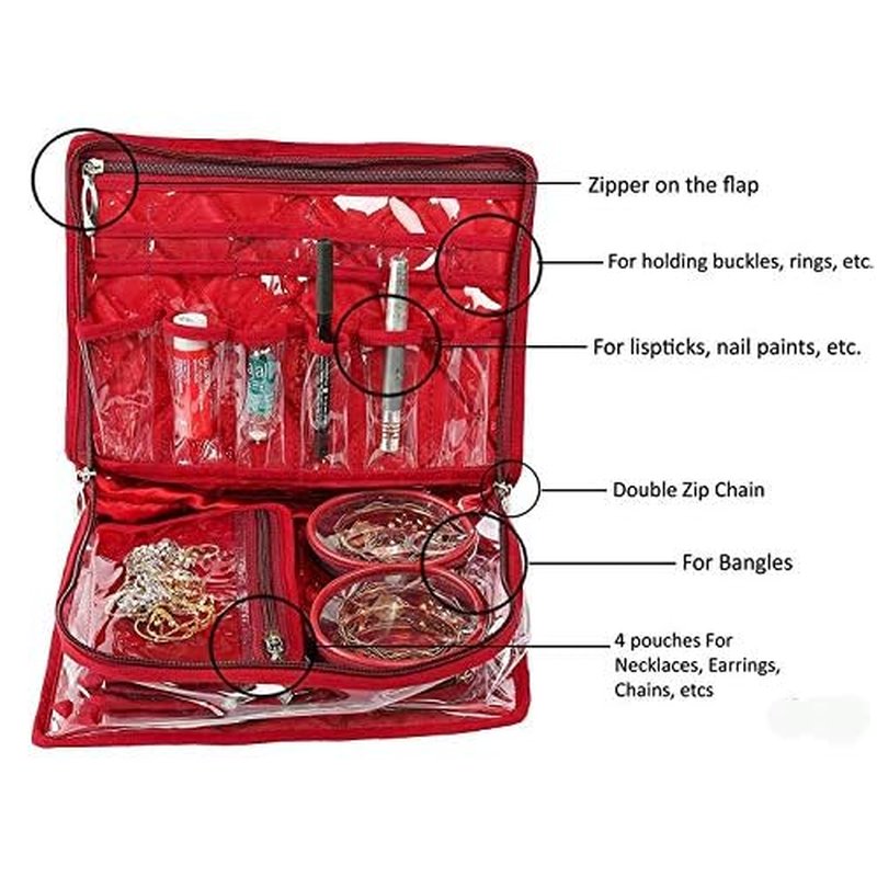 atorakushon Combo Satin Makeup Pouches Vanity Jewellery Traveling Organizer Storage Box Cosmetic carry it along anywhere easily For Women Maroon