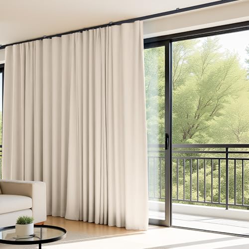 Beige Flexible Ceiling Track Set for Room Divider Curtains 120"W x 96"H