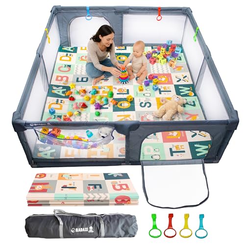 Large Baby Playpen with Mat 71x59 Inch Safety Play Yard for Toddlers Indoor & Outdoor
