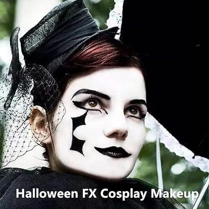 Go Ho White and Black Face Paint Stick,Full-coverage Washable Face Body Paint for Art Theater Halloween Cosplay Skull Zombie Vampire Skeleton Clown SFX Makeup