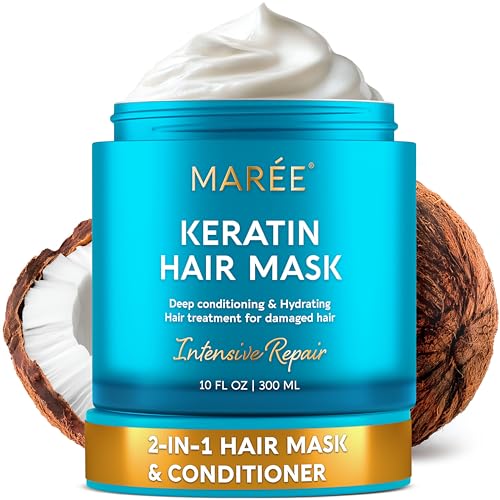 MAREE Deep Conditioning Hair Mask for Damaged Hair - Hydrating Protein, 10 Fl Oz, White Pack