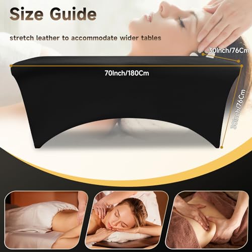 Elastic Lash Bed Cover Black Massage Table Cover Made of 90% Polyester and 10% Spandex, Spa Sheet Set for Lash Extension Bed or Massage Table£¨2PCS£©
