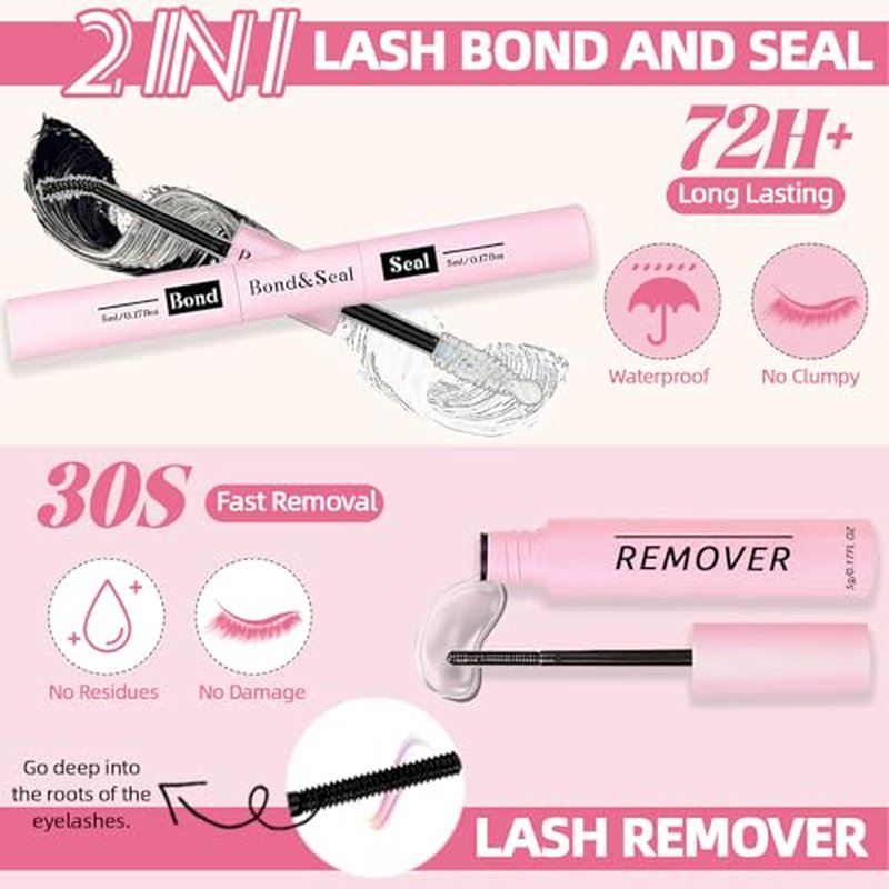 782Pcs D Curl Clusters Lash Extension Kit+5IN1 Super Lash Bonder Lash Glue Primer Kit