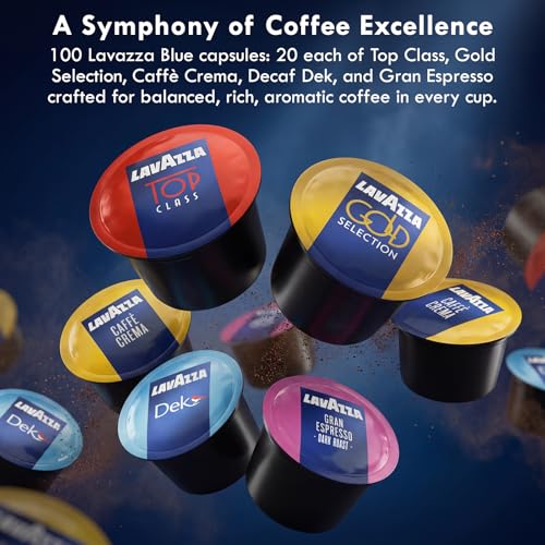 Lavazza Blue Coffee Capsules Variety Pack - 100 Pods (20 Each Flavor) - Compatible with LB Machines