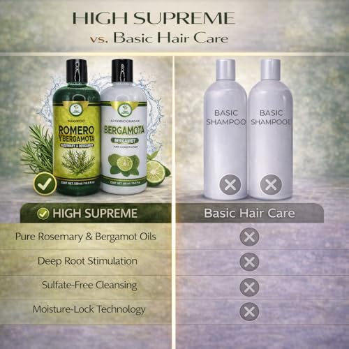 High Supreme Rosemary & Bergamot Hydrating Shampoo & Conditioner Set – Natural, Sulfate-Free, 16.9 fl oz Each