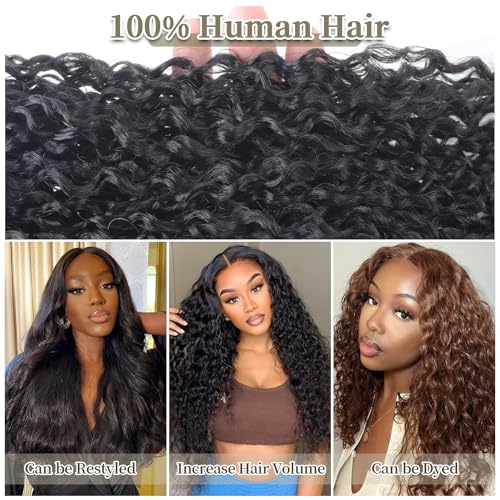 Ainimiu Curly Wave Human Hair Bundles 20 Inch 12A Grade Virgin Brazilian Unprocessed Extensions