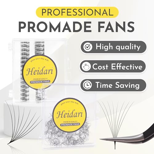 Heidari Handcraft Promade Eyelashes Extension Ideal for Professional Lash Salon, Collection 3D-20D, C CC D DD Curl, Thickness 0.03~0.1mm, Length 8-20mm, Long Lasting,Easy Application 10D-0.03 D 10 mm