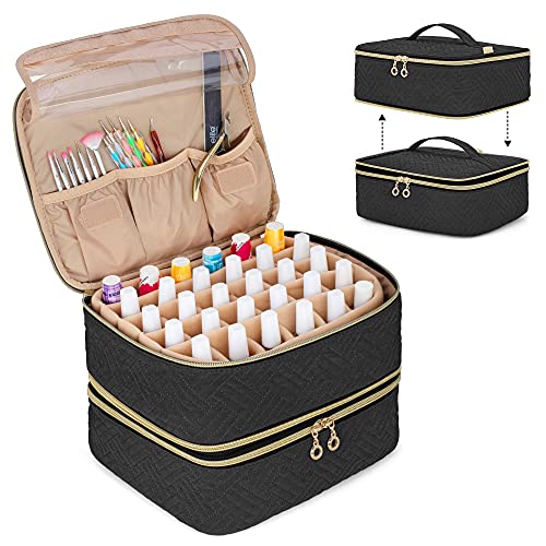 LUXJA Detachable 2 Layers Nail Polish Storage Case Holds 60 Bottles - Black