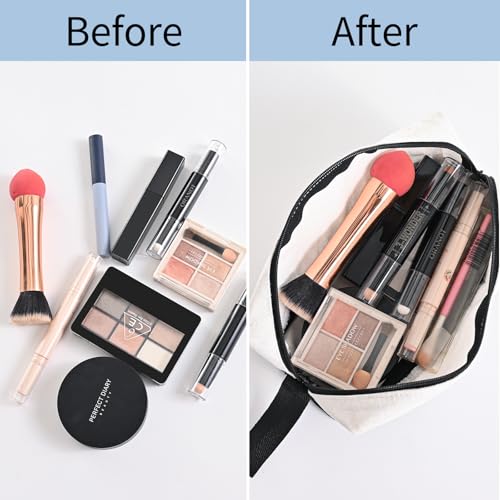 20Pcs Canvas Makeup Bag with Bottom, 12oz Cotton Cosmetic Bag Set Bulk Multi-Purpose DIY Heat Transfer Makeup Bag w/Black Zipper for Bridesmaid Makeup Bag Travel Toiletry Pouch Storage, Easter Craft