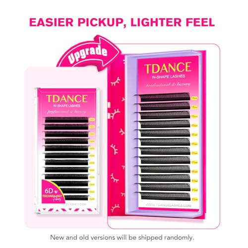 TDANCE YY Lash Extensions Premade Volume Eyelash Fans YY Lashes Matte Black W Lashes Extensions(W-6D-0.07-L,8-15 mm)