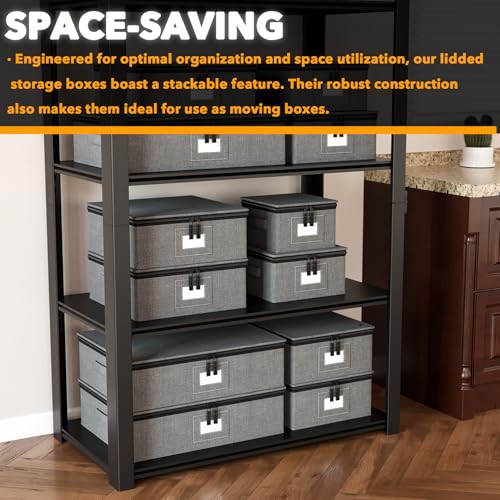 SpaceAid Grey Stackable Dinnerware Storage Containers 6 Pack with Dividers