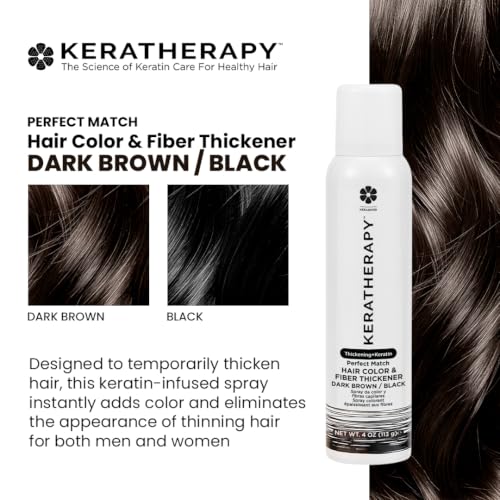Unscented Keratherapy Keratin Hair Thickener Spray Dark Brown to Black 4oz - Volumizing & Concealing