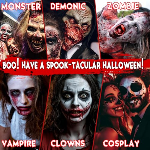 Halloween Fake Blood Makeup Kit, Blood Spray 2.1oz + Dripping 2.1oz + Coagulated 1.41oz(3PCS), Washable Realistic SFX Makeup for Cosplay, Clothes, Vampire, Zombie, Scary Clown