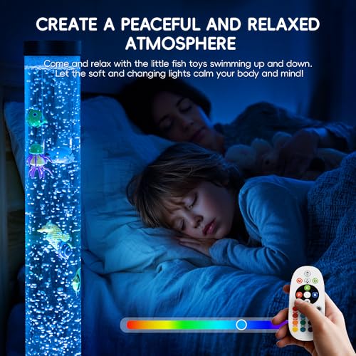 4FT Sensory Bubble Tube Lamp with Wall Bracket & Remote for Relaxation & Sensory Rooms