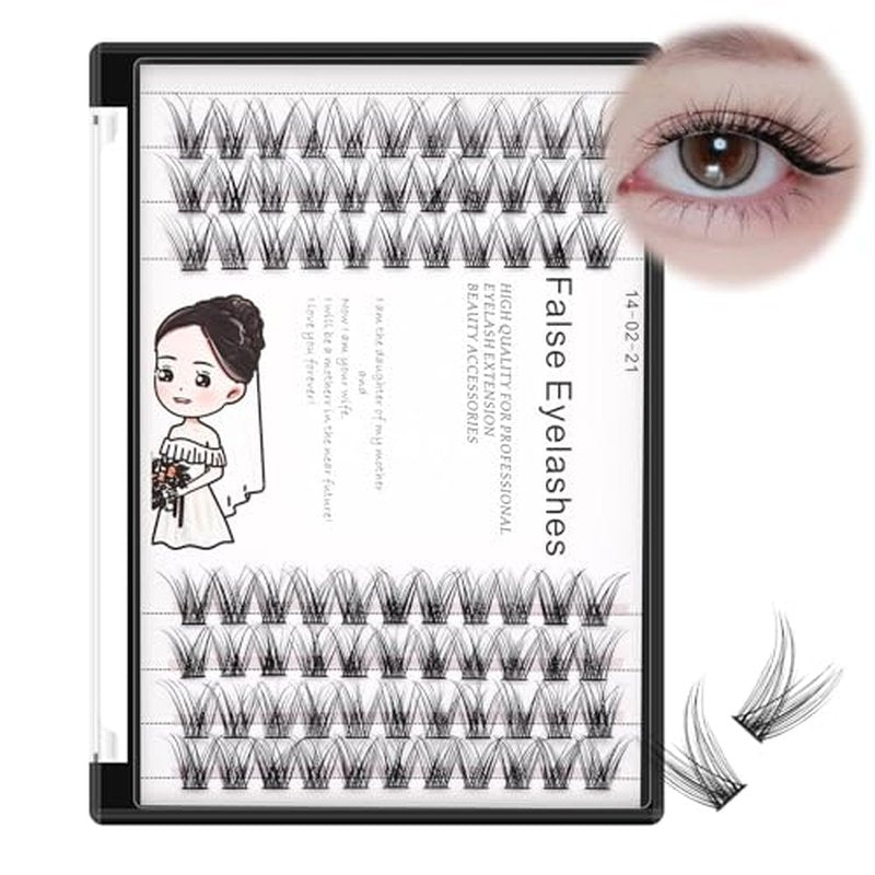 Bodermincer 84 Cluster D Curl Natural Style Eyelashes Professional Makeup Individual Cluster EyeLashes Grafting Fake False Eyelashes (12MM)