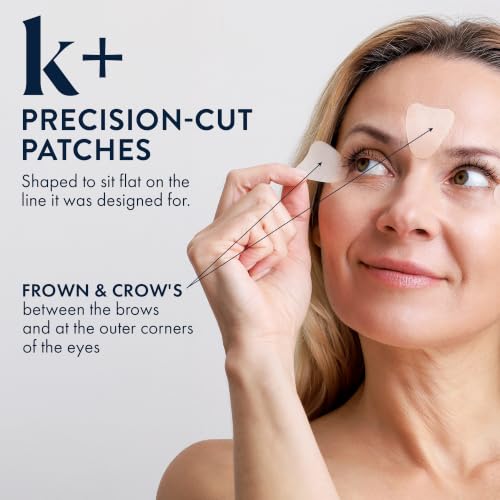 K+ Korean Wrinkle Patches for Forehead & Eyes, 60 Count - Anti-Aging Night Mask