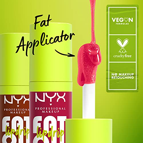 NYX PROFESSIONAL MAKEUP Fat Oil Lip Drip, Moisturizing Lip Oil Gloss, Vegan Tinted Formula, Up to 12 HR Hydration - Missed Call (Sheer Pink)