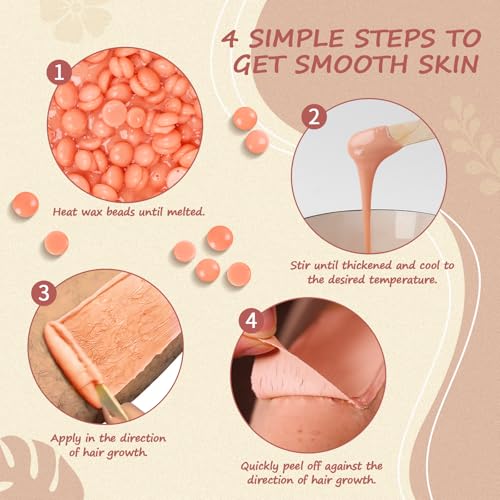 Hard Wax Beads for Hair Removal 2.2lbs with Applicators - Painless Full Body Waxing