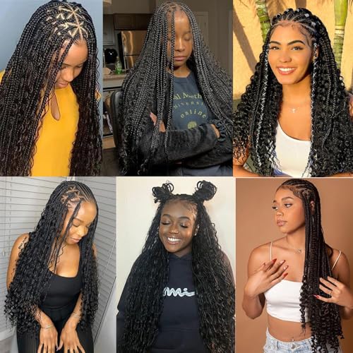 DB #1B Human Hair Extensions 18 Inch Deep Curly Wave Bundle for Braiding - Black