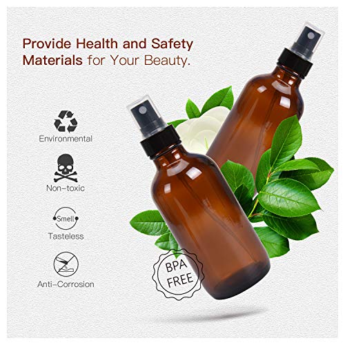 Amber Glass Spray Bottles 4oz - Brown Refillable Set of 16 with Labels - Variation: Amber-1