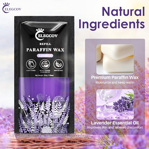 Paraffin Wax Refills-10 Pack Lavender Scented Paraffin Wax for Hand and Feet, Parrafin Wax Bath Blocks for Wax Machine, Relieves Muscle Fatigue, Deeply Hydrates, Moisturizes and Nourishes