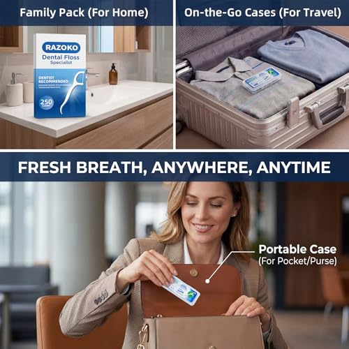 350 Count Dental Floss Picks and Interdental Toothpicks Pack of 3 - Strong & Gentle Oral Care