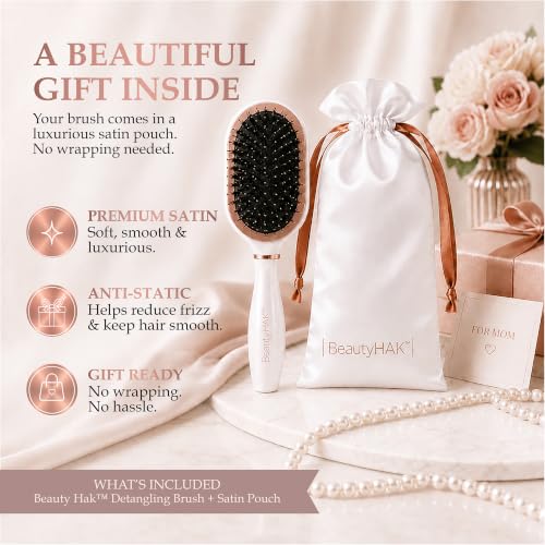 Blessed Anti-Static Hair Brush Set for Women with Boar & Nylon Bristles - Gift with Cross & Accessories - Variation of THIS listing